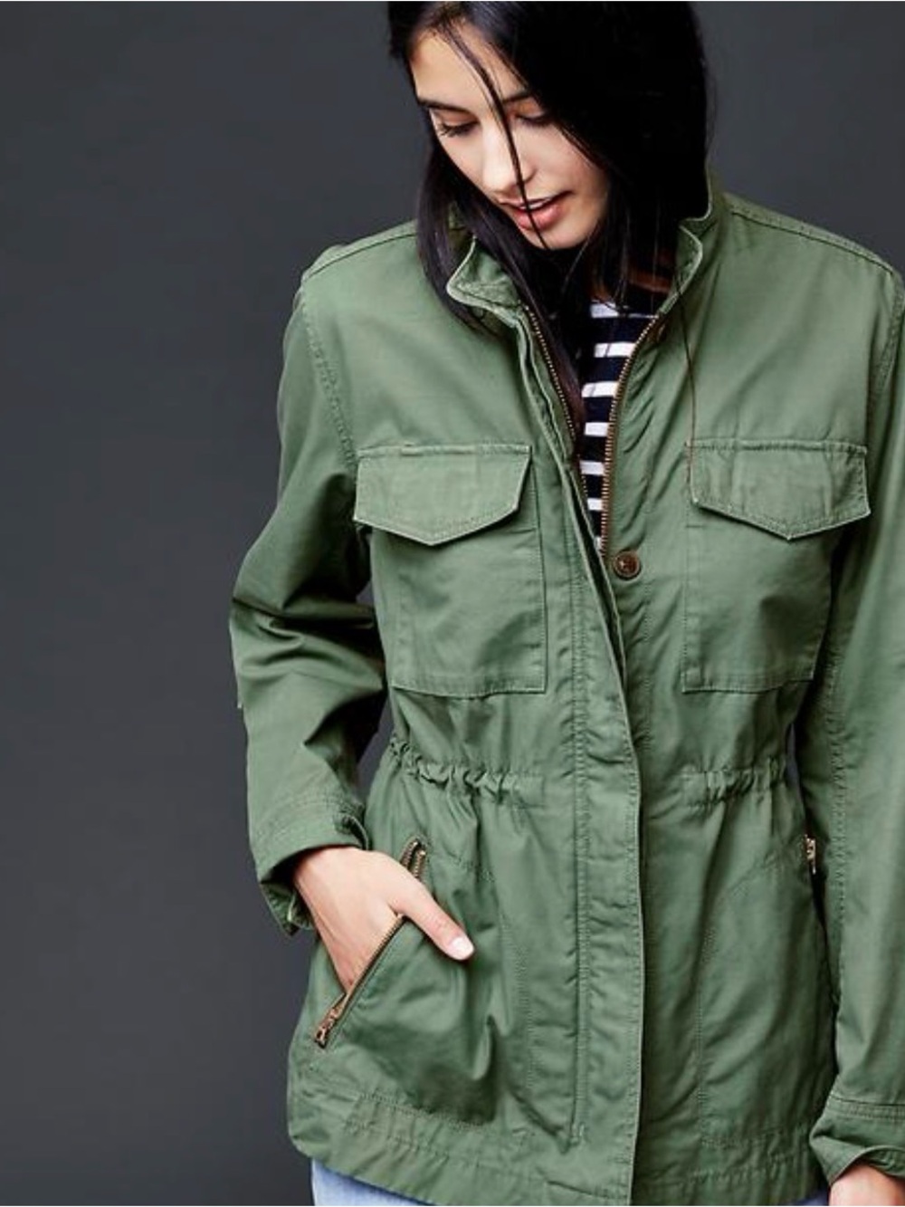 GAP Women's Olive Utility Field Jacket Size M Tall